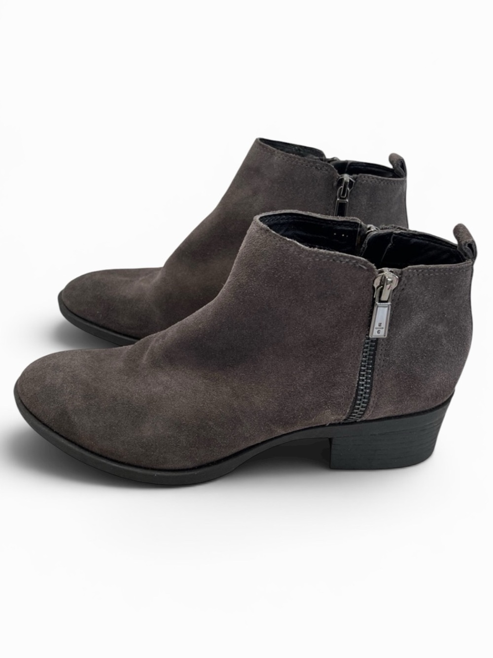 Kenneth Cole New York Dara Gray Suede Leather Ankle Booties Side Zip Women’s 7